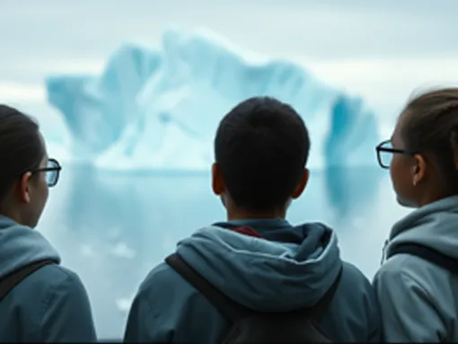 Image of youth looking at an iceberg