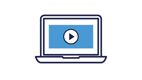 Illustration of laptop showing video with play button