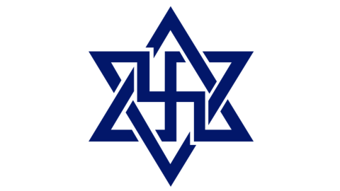 Imagery Equating Overlaying Star of David and Swastika symbol